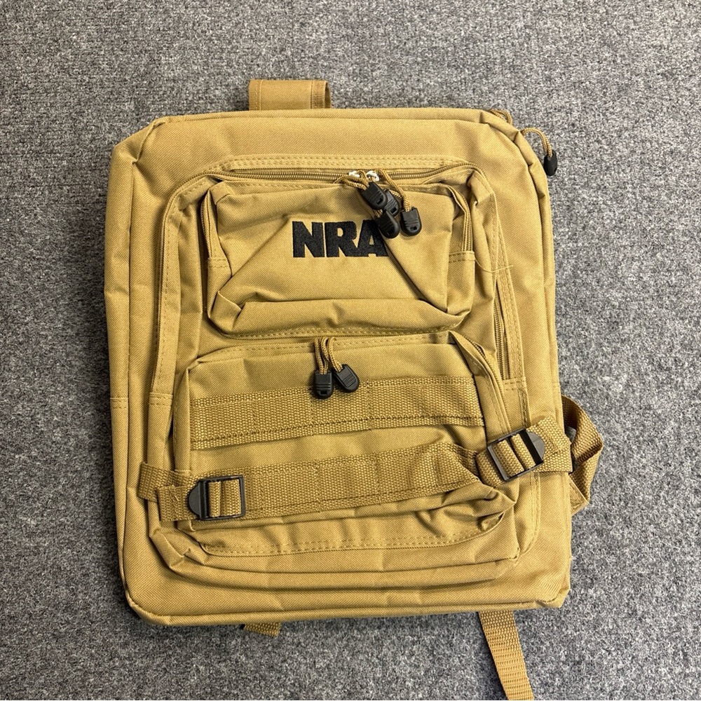 NRA TACTICAL BACKPACK RANGE HUNTING BAG DESERT TAN KHAKI 5 COMPARTMENTS